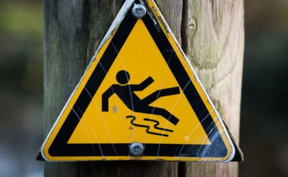 yellow slippery when wet sign