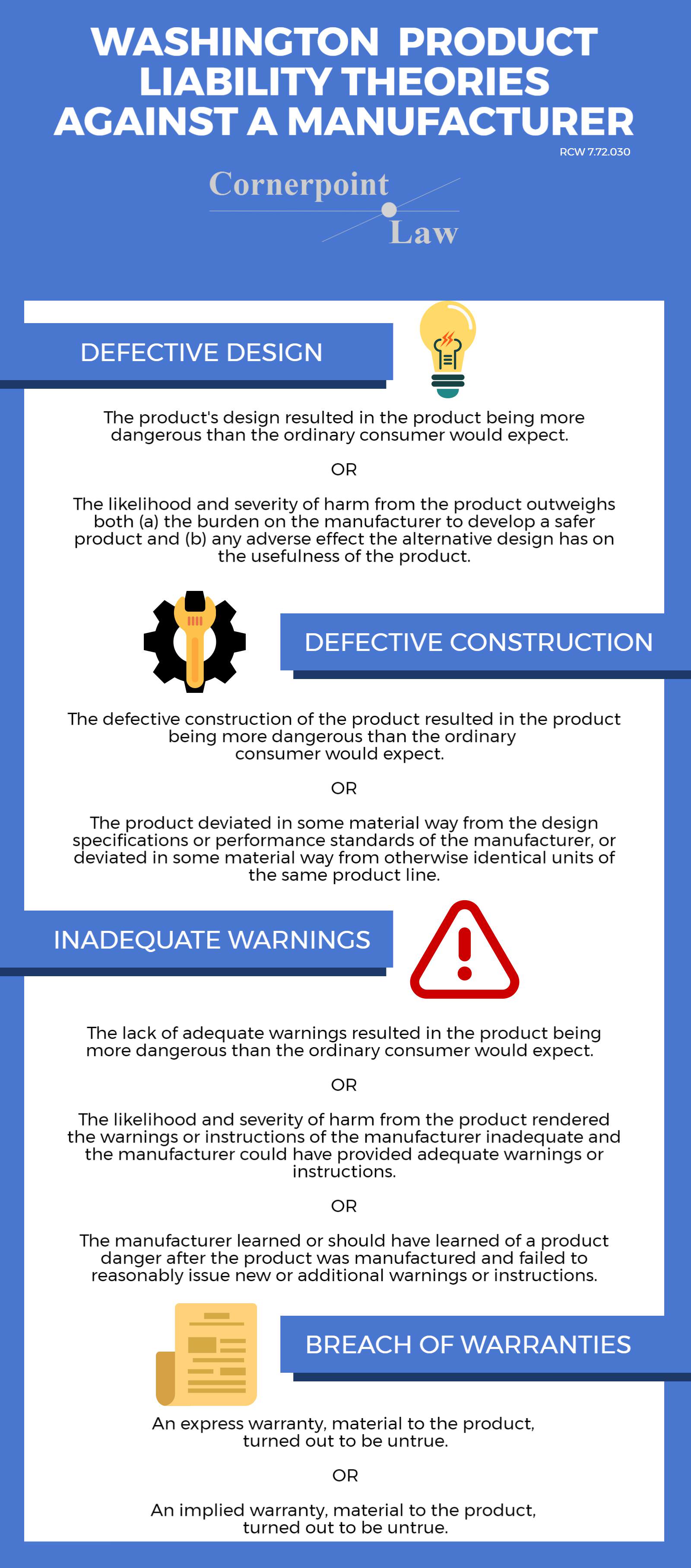 Manufacturer Infographic with Washington Product Liability by Stacia Hofmann and Cornerpoint Law
