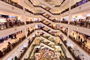Big shopping mall with many floors