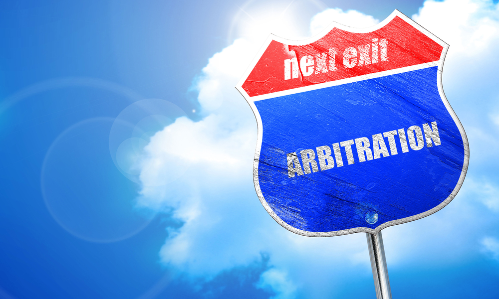 arbitration, 3D rendering, blue street sign