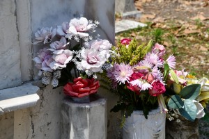 flowers on grave