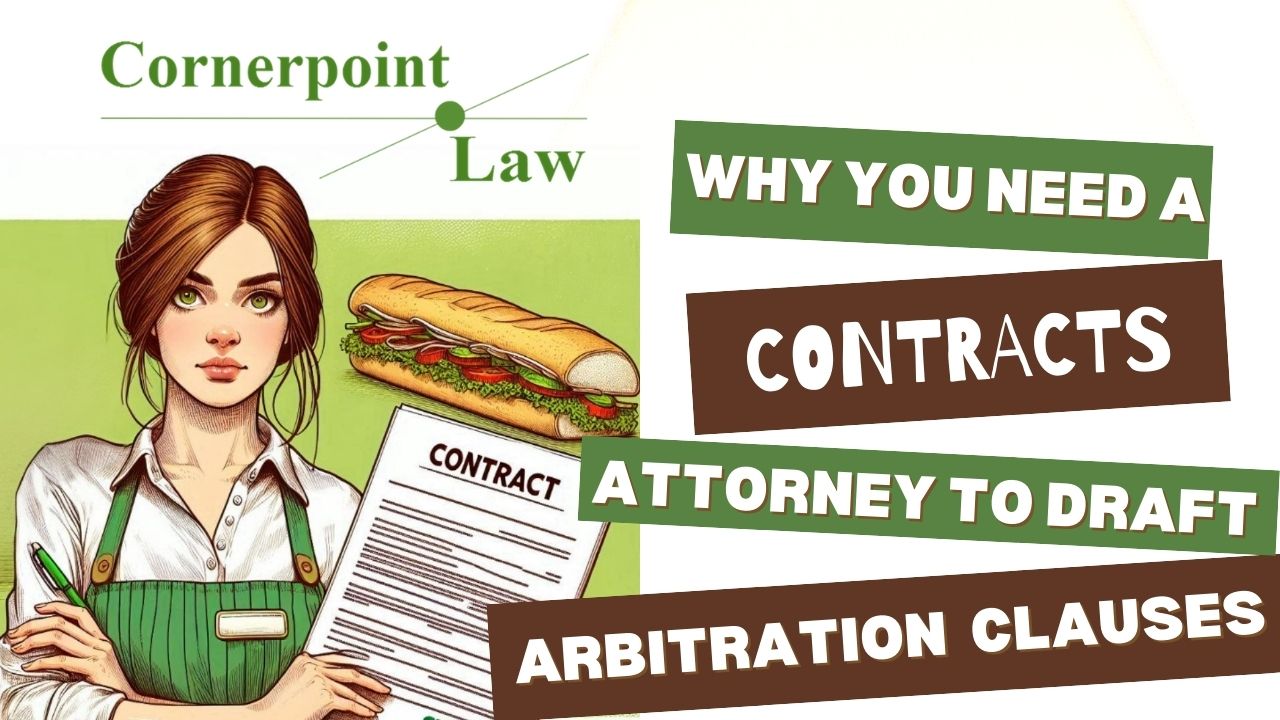 Woman holding a contract with title card Why You Need a Contracts Attorney to Draft Arbitration Clauses