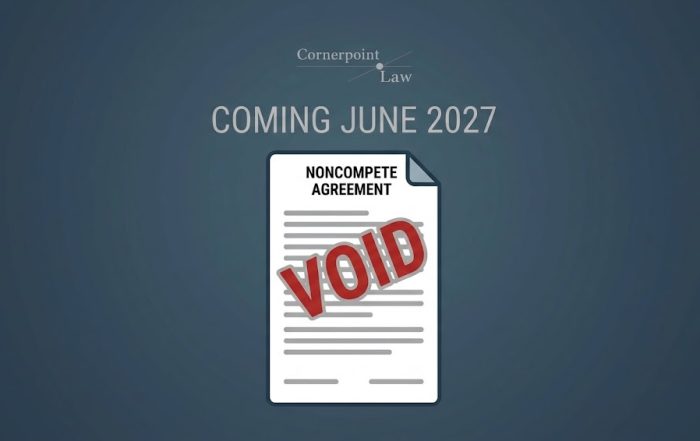 Washington Noncompete Law Graphic "Coming June 2027" with an Image of a Noncompete Agreement with VOID over it